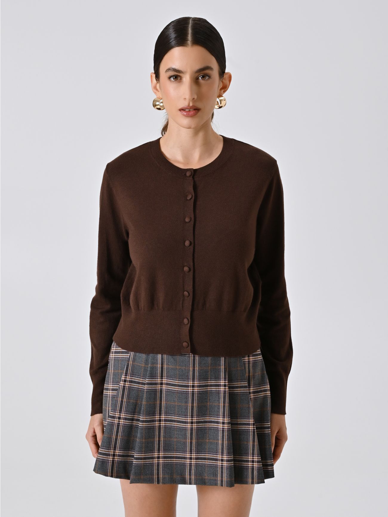 Cardigan Marrone Cioccolato in Maglia det_2