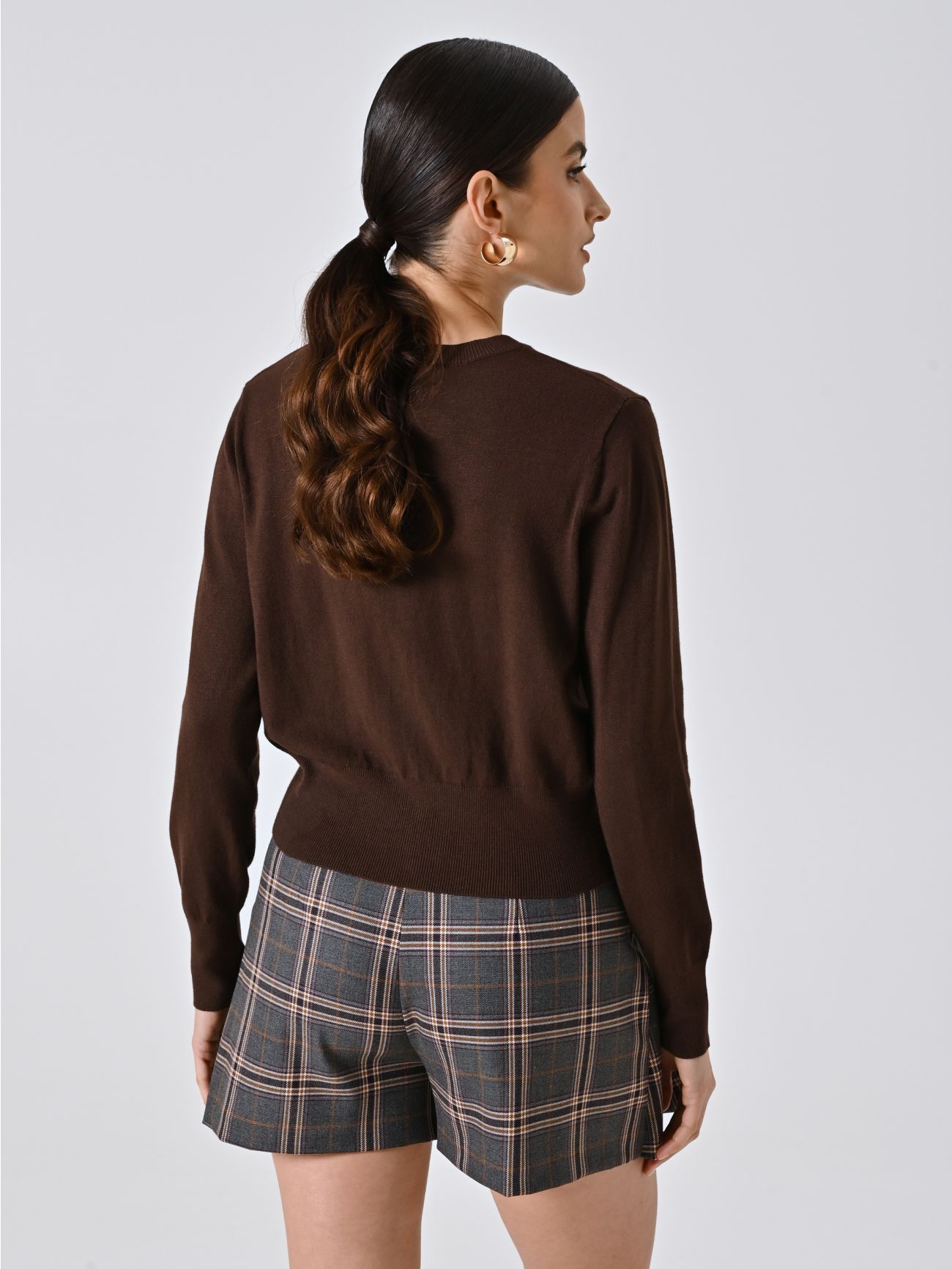 Cardigan Marrone Cioccolato in Maglia det_3