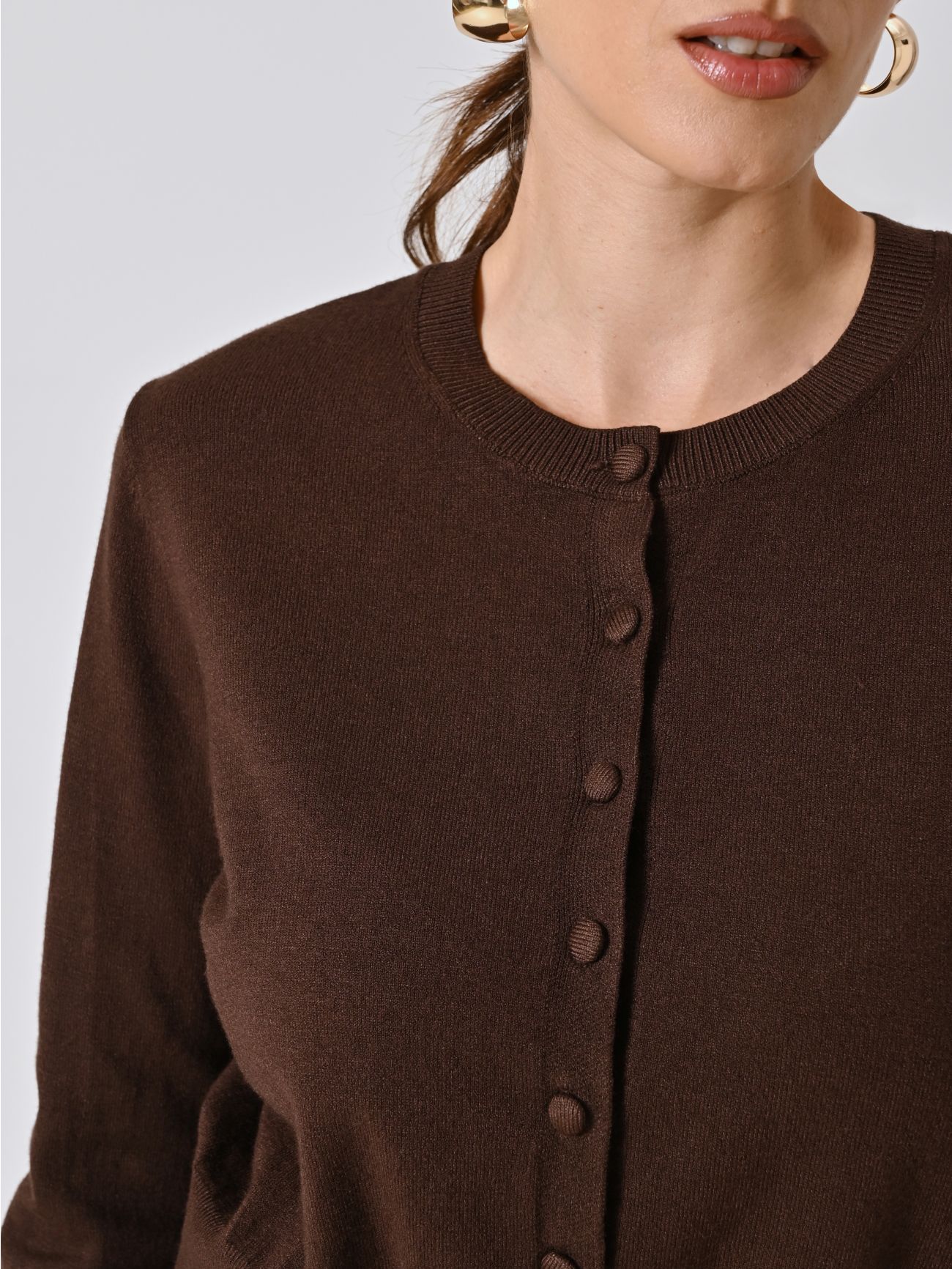 Cardigan Marrone Cioccolato in Maglia in_i5