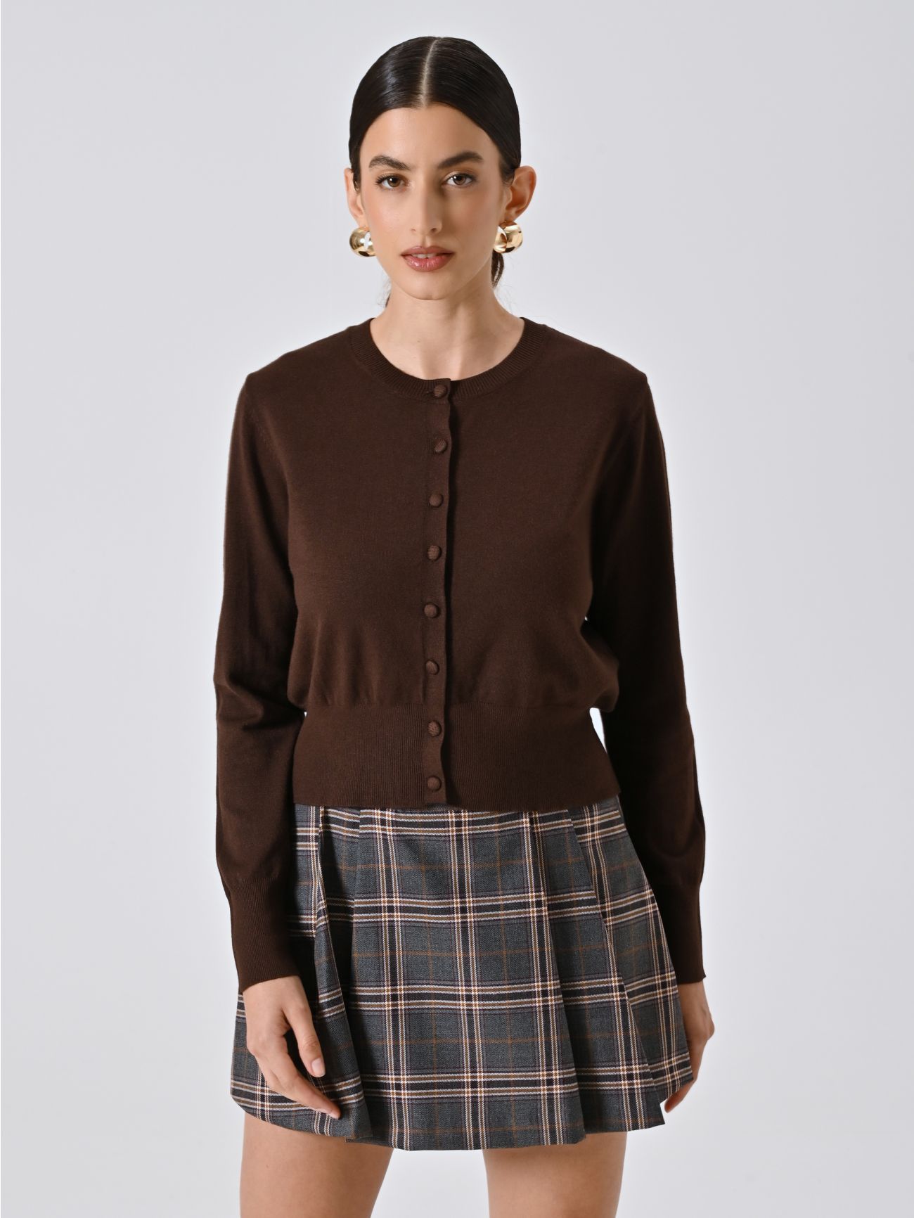 Cardigan Marrone Cioccolato in Maglia in_i7