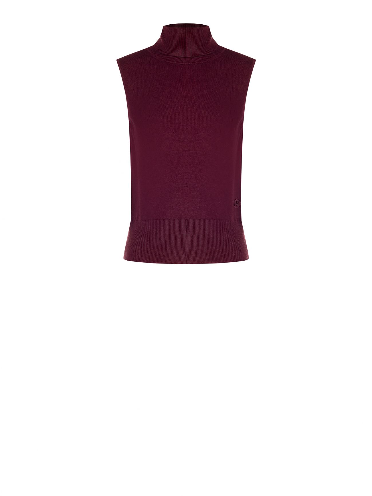 Jersey de cuello alto en mezcla de viscosa burdeos det_4