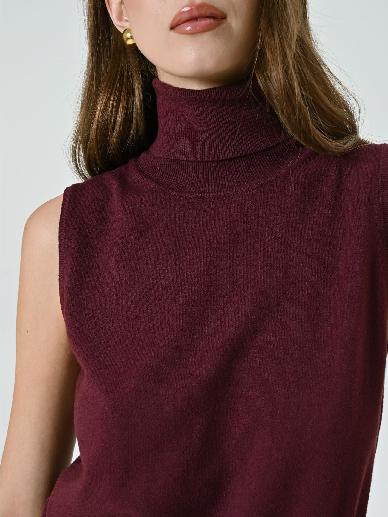 Jersey de cuello alto en mezcla de viscosa burdeos in_i5