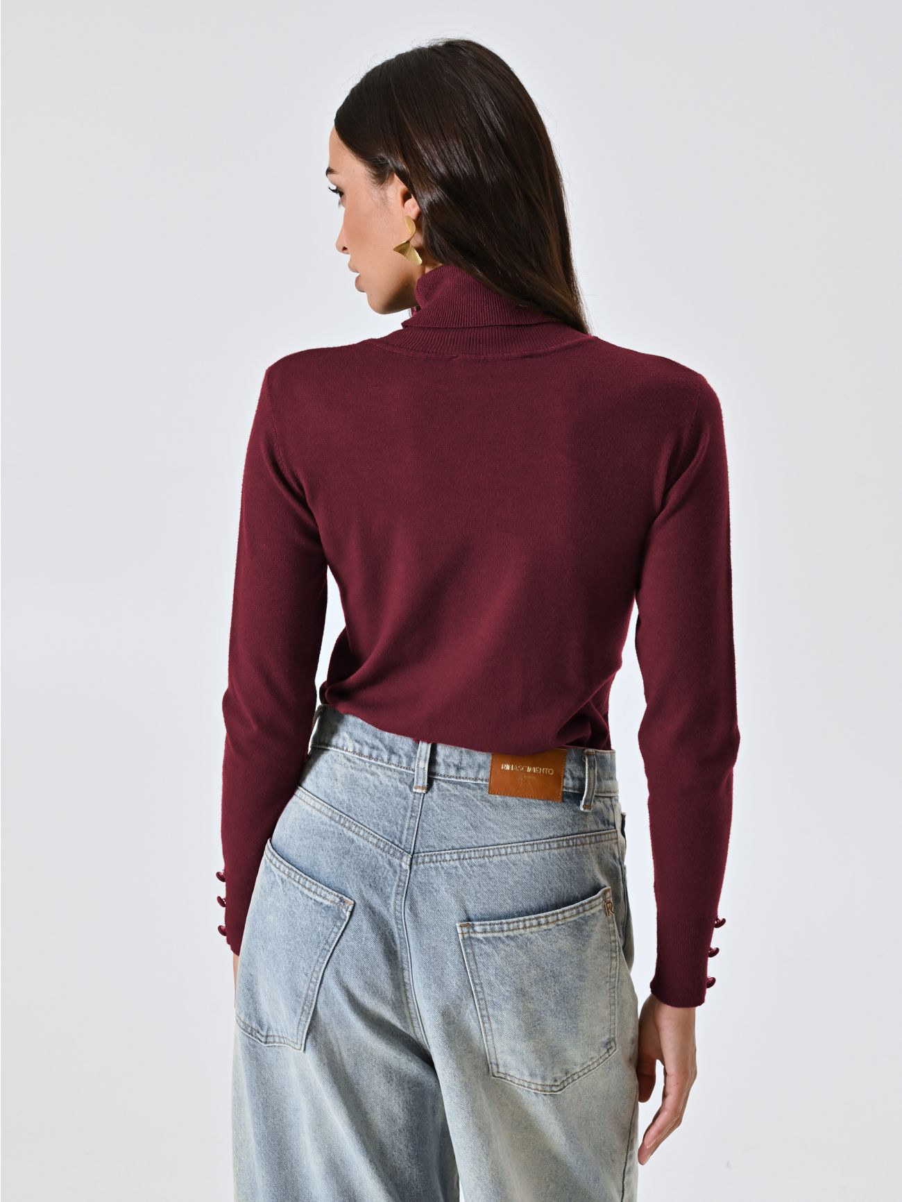 Rollkragenpullover aus Strickstoff in Bordeaux det_3