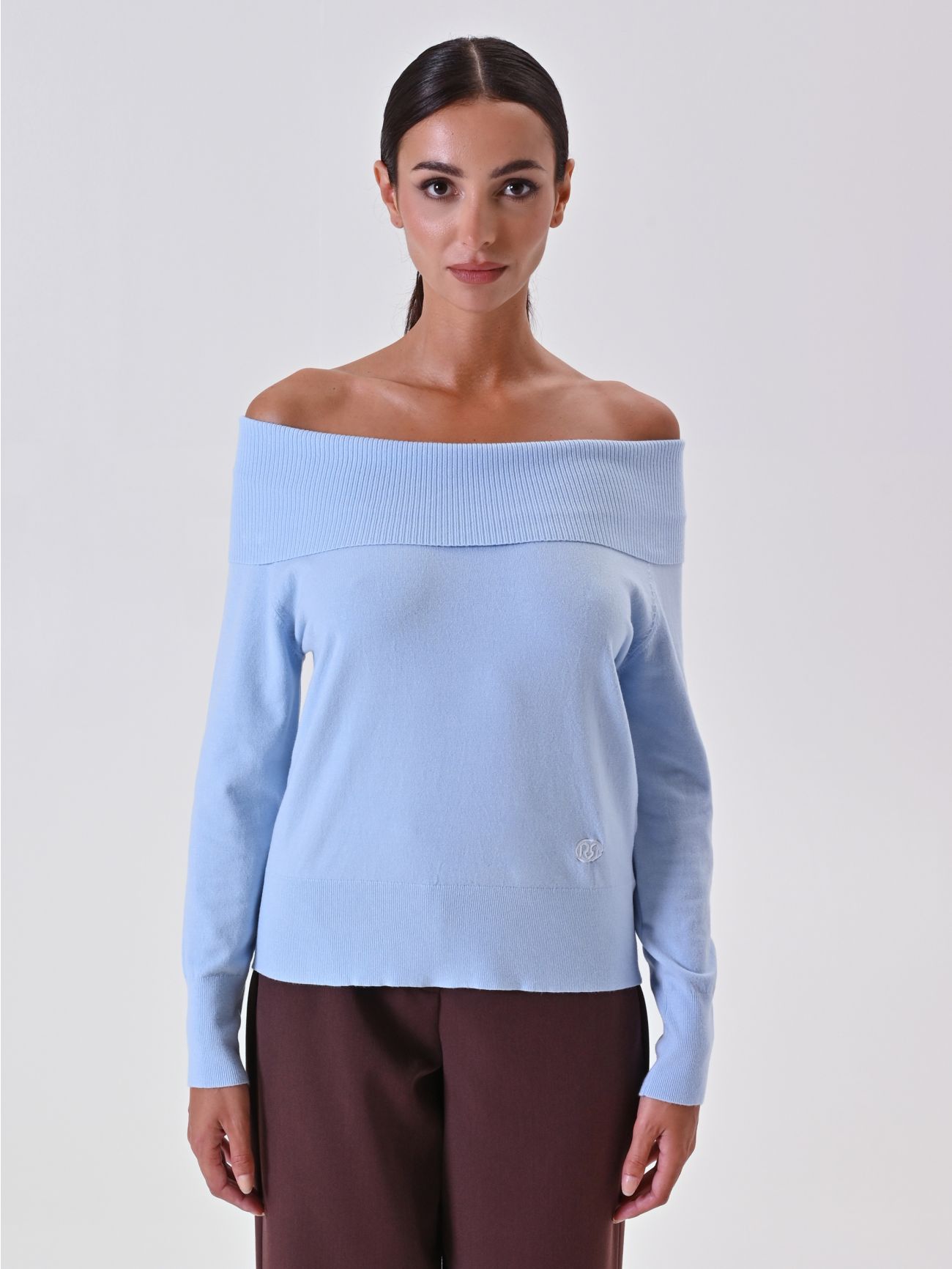 Maglia Azzurra con Collo Ribaltato det_2