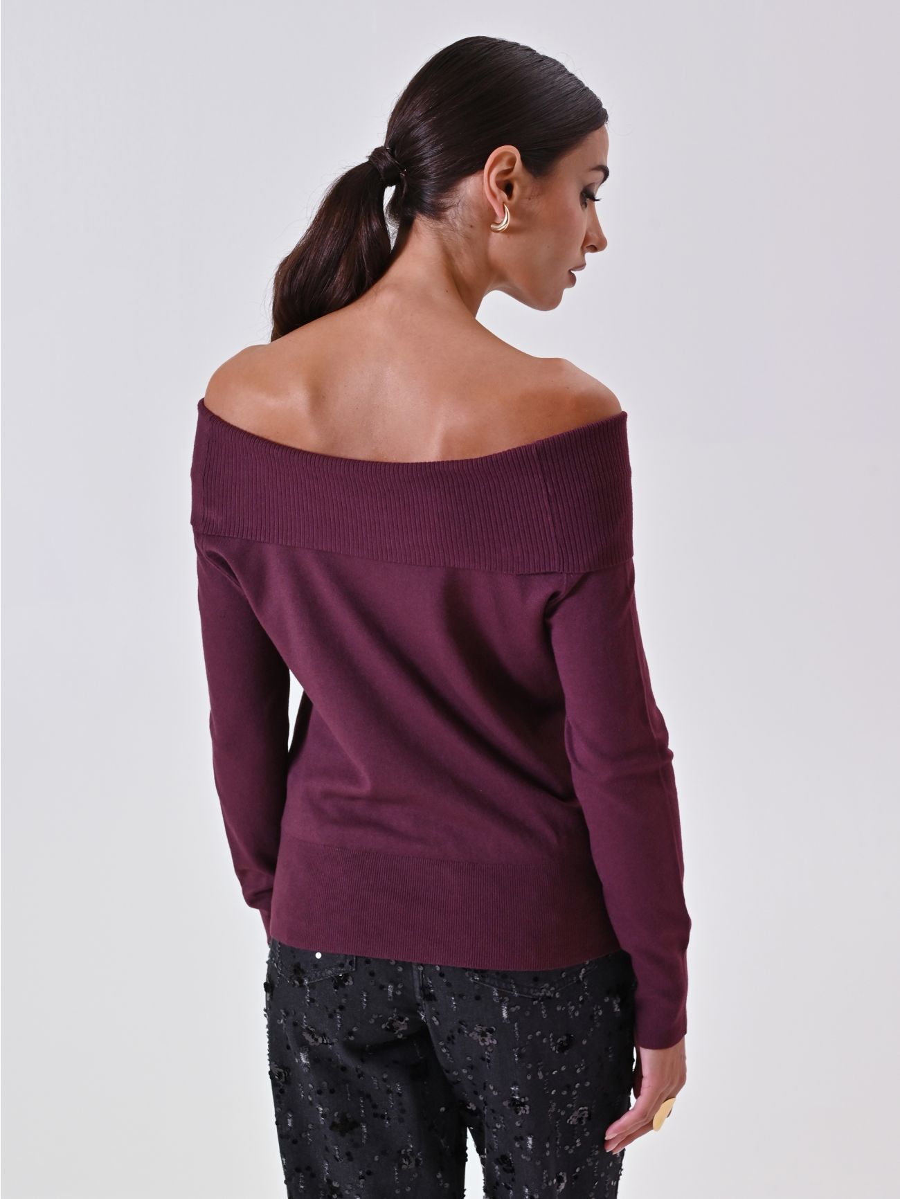 Pull col roulé bordeaux det_3