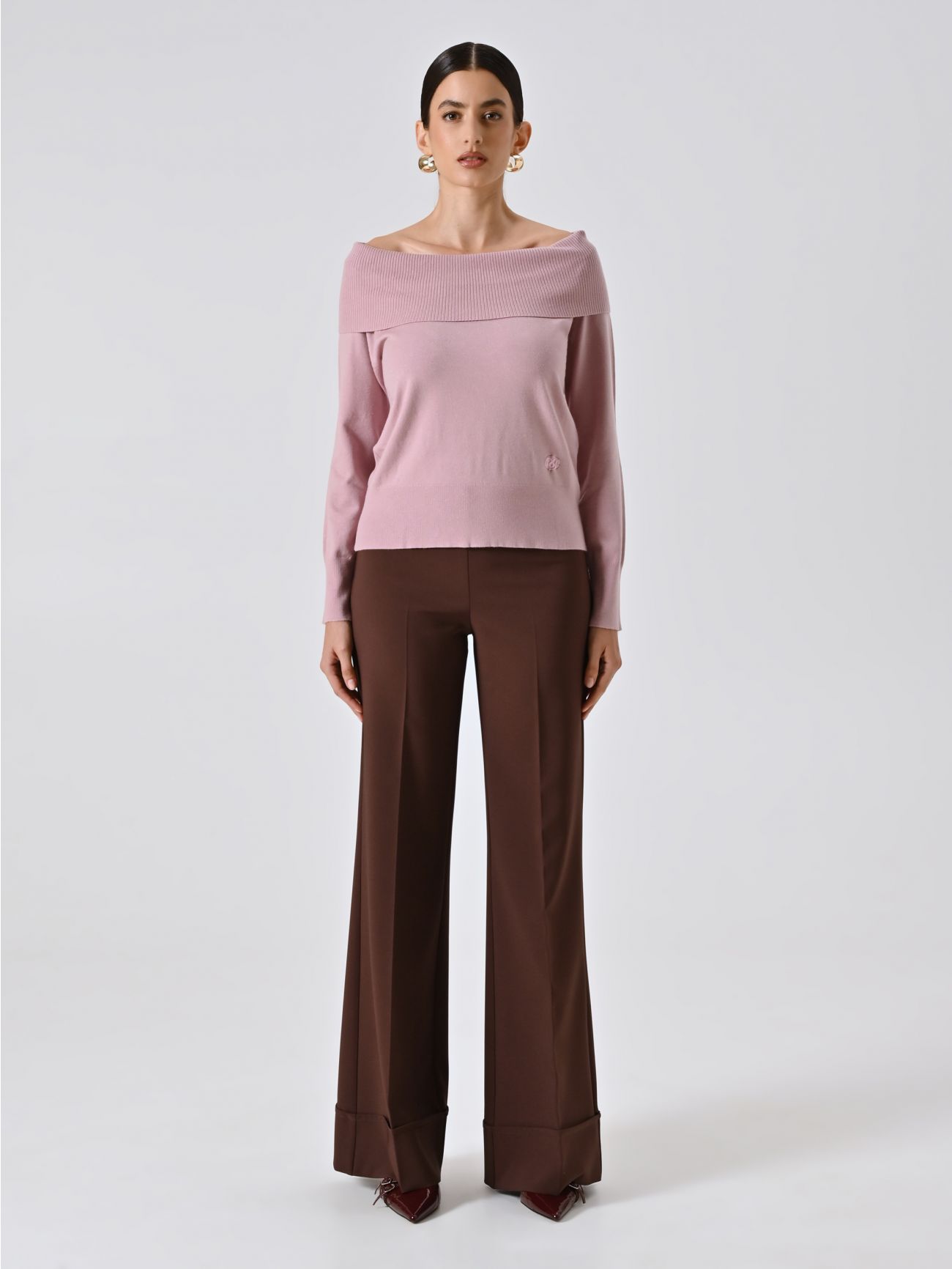 Mauve Pink Roll Neck Sweater det_1