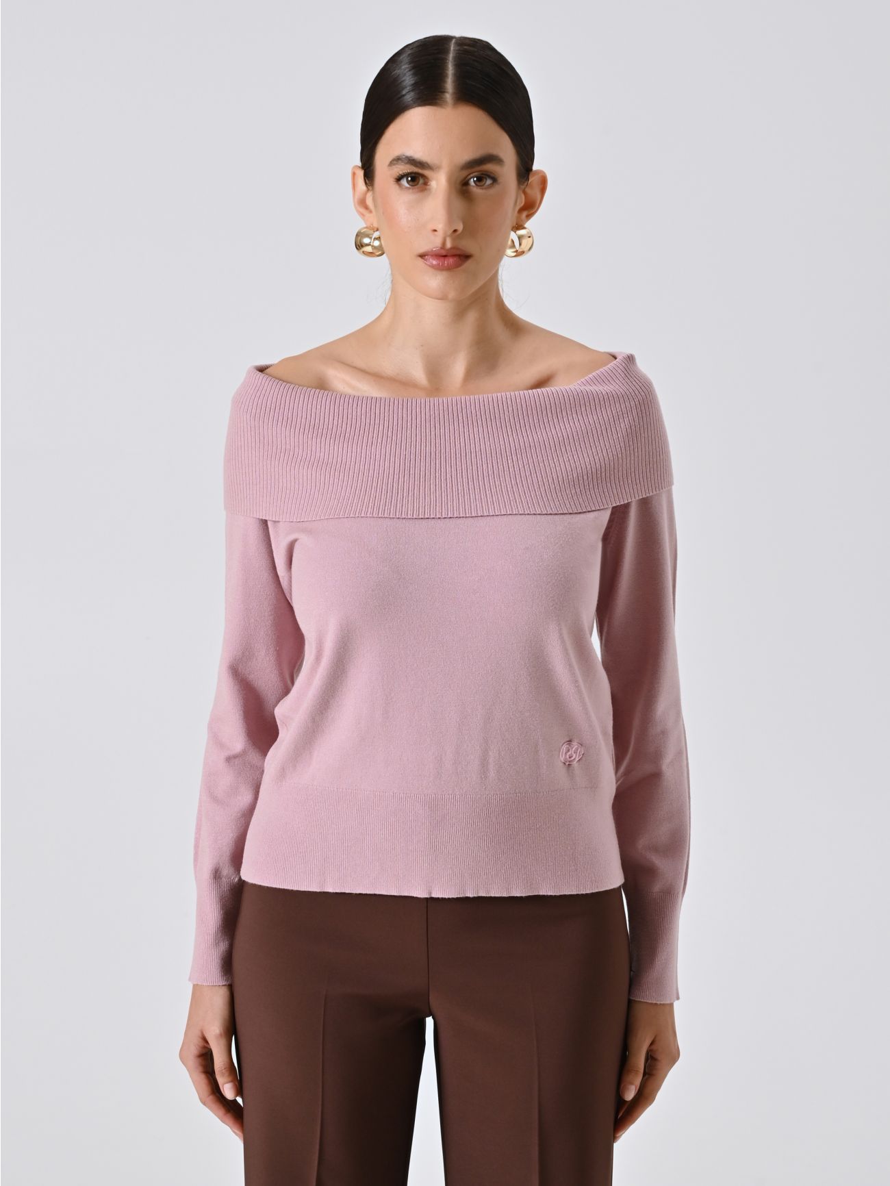 Mauve Pink Roll Neck Sweater det_2