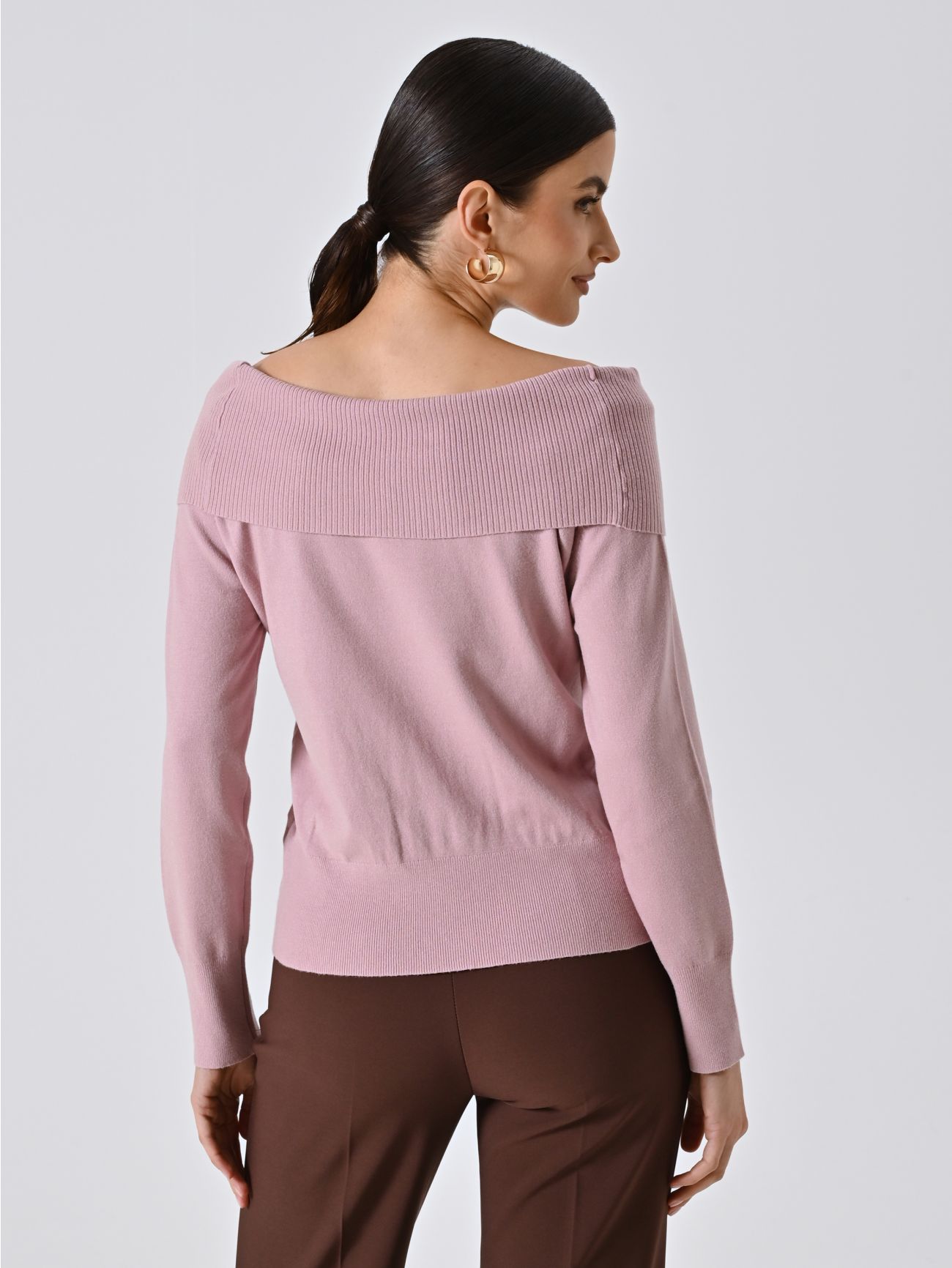 Mauve Pink Roll Neck Sweater det_3