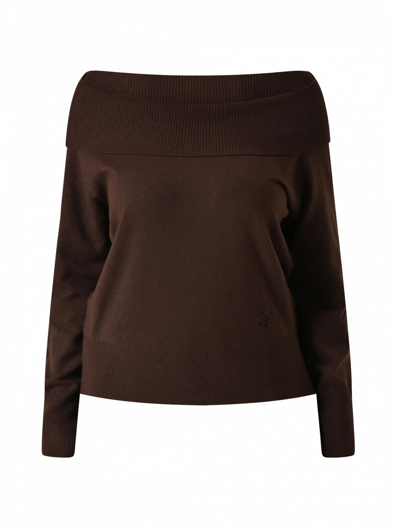 Maglia Marrone Cioccolato con Collo Ribaltato det_4