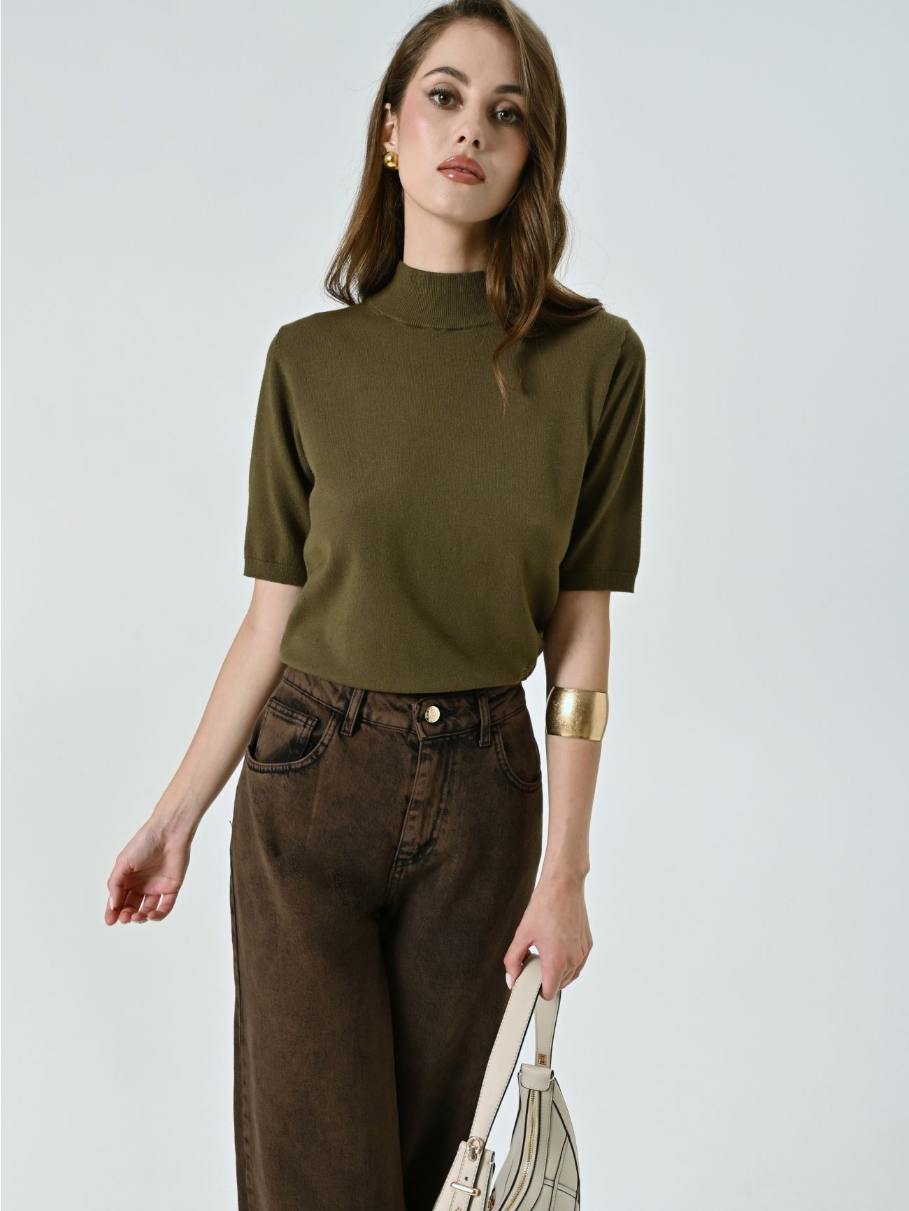 Green Turtleneck in Viscose Blend  Rinascimento