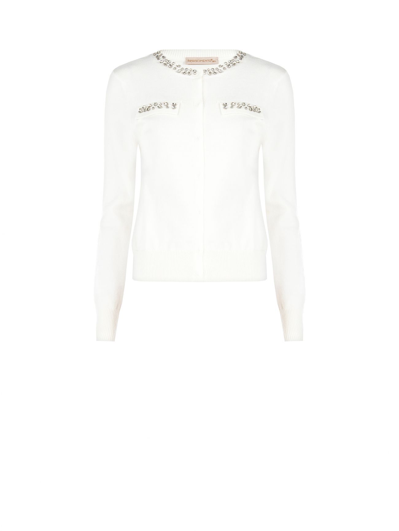Cardigan duveteux blanc orné de pierres det_4