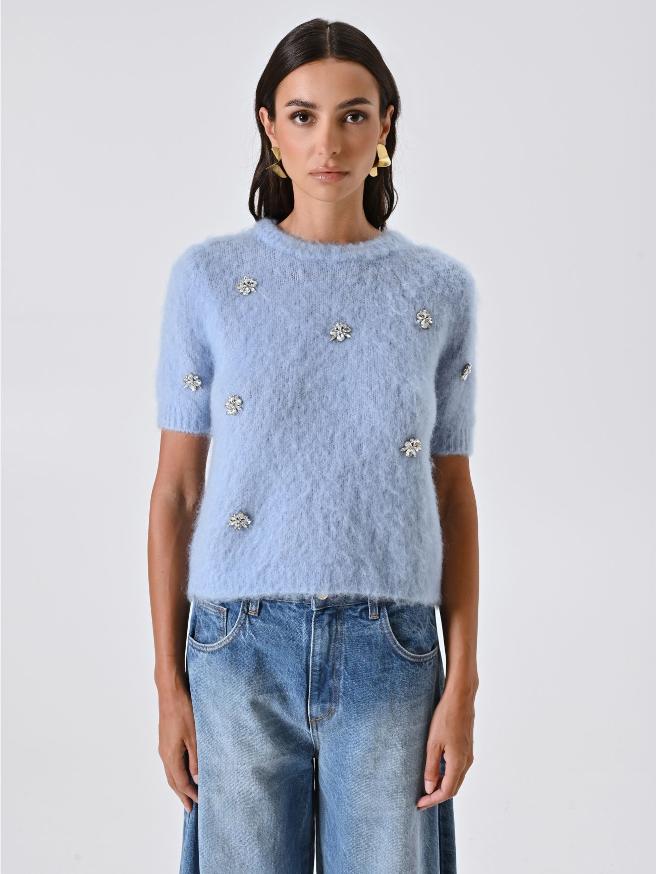 Light Blue Fluffy Sweater with Stones det_2