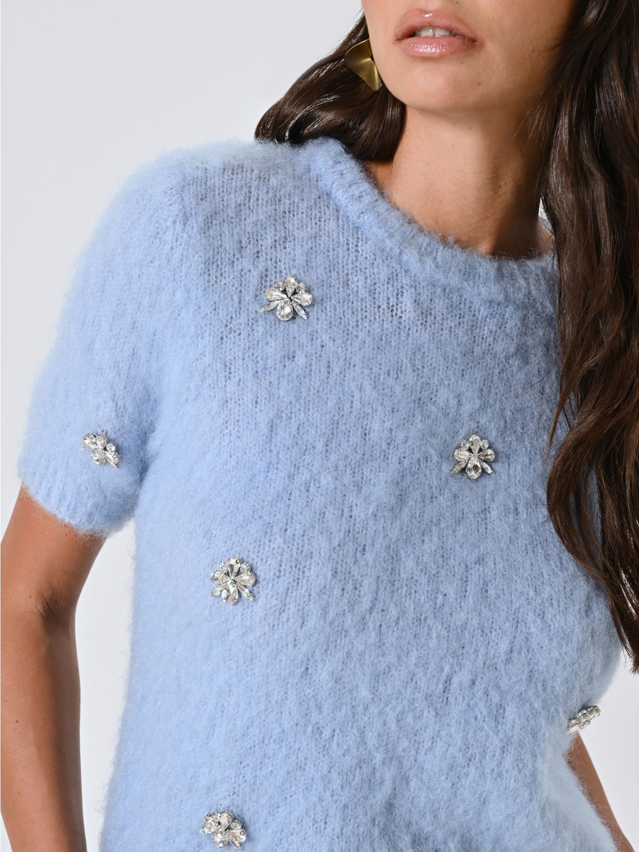 Maglioncino Fluffy Azzurro con Pietre in_i5