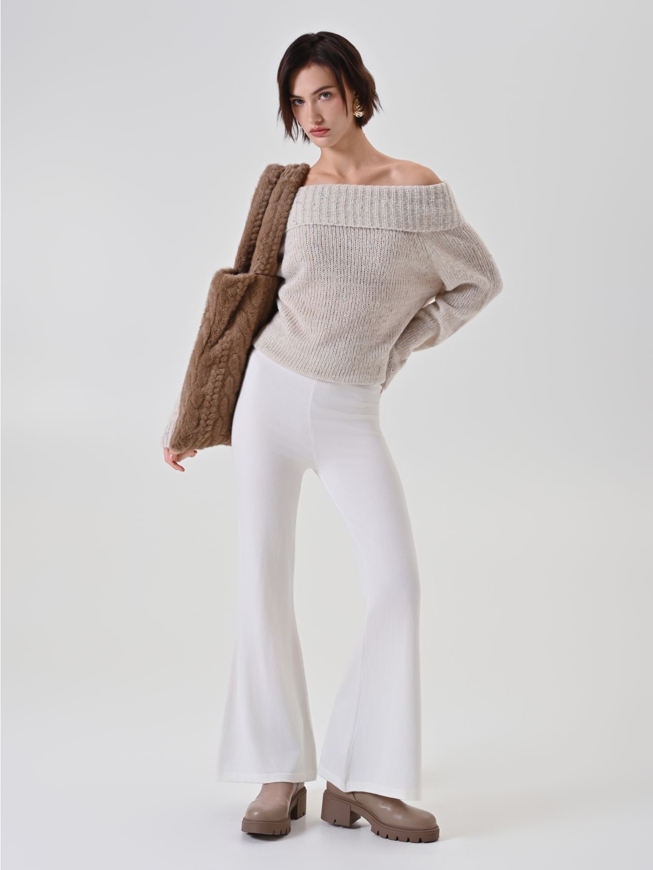 Cream Knit Trousers  Rinascimento