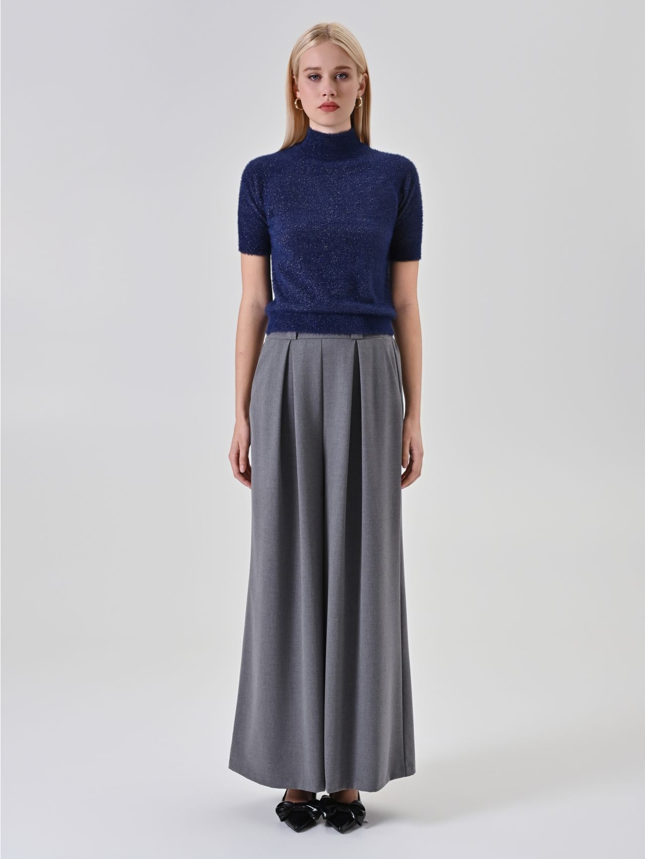 Maglia Blu Lurex Maniche Corte det_1