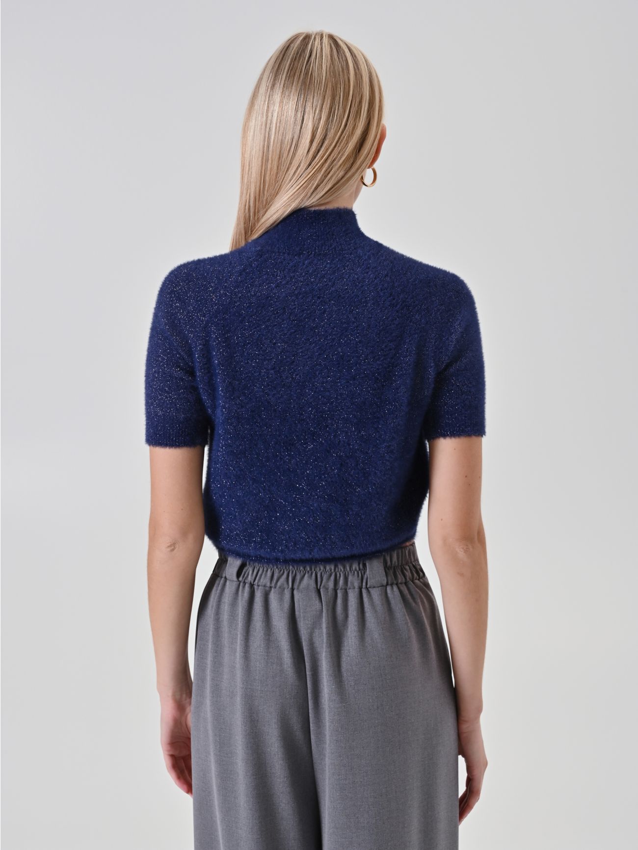 Maglia Blu Lurex Maniche Corte det_3