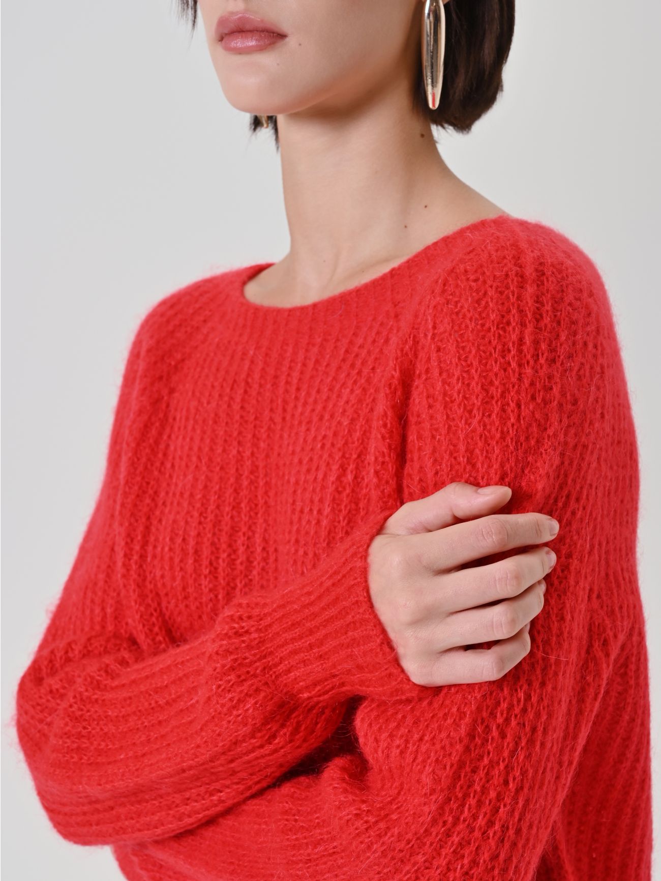 Red Mohair Blend Crewneck Sweater 4 Rinascimento Red Mohair Blend Crewneck Sweater in_i5