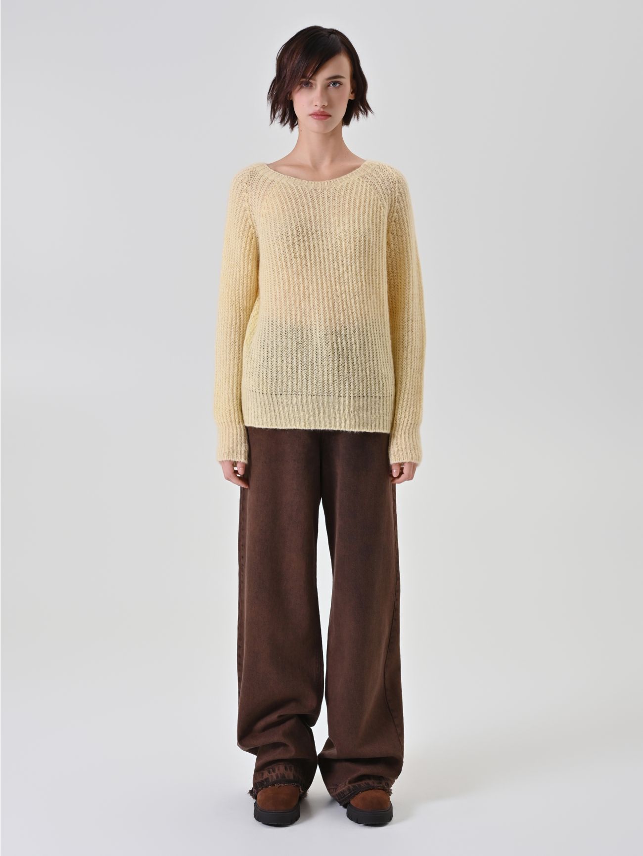 Yellow Mohair-Blend Crewneck Sweater 1 Rinascimento Yellow Mohair-Blend Crewneck Sweater det_1