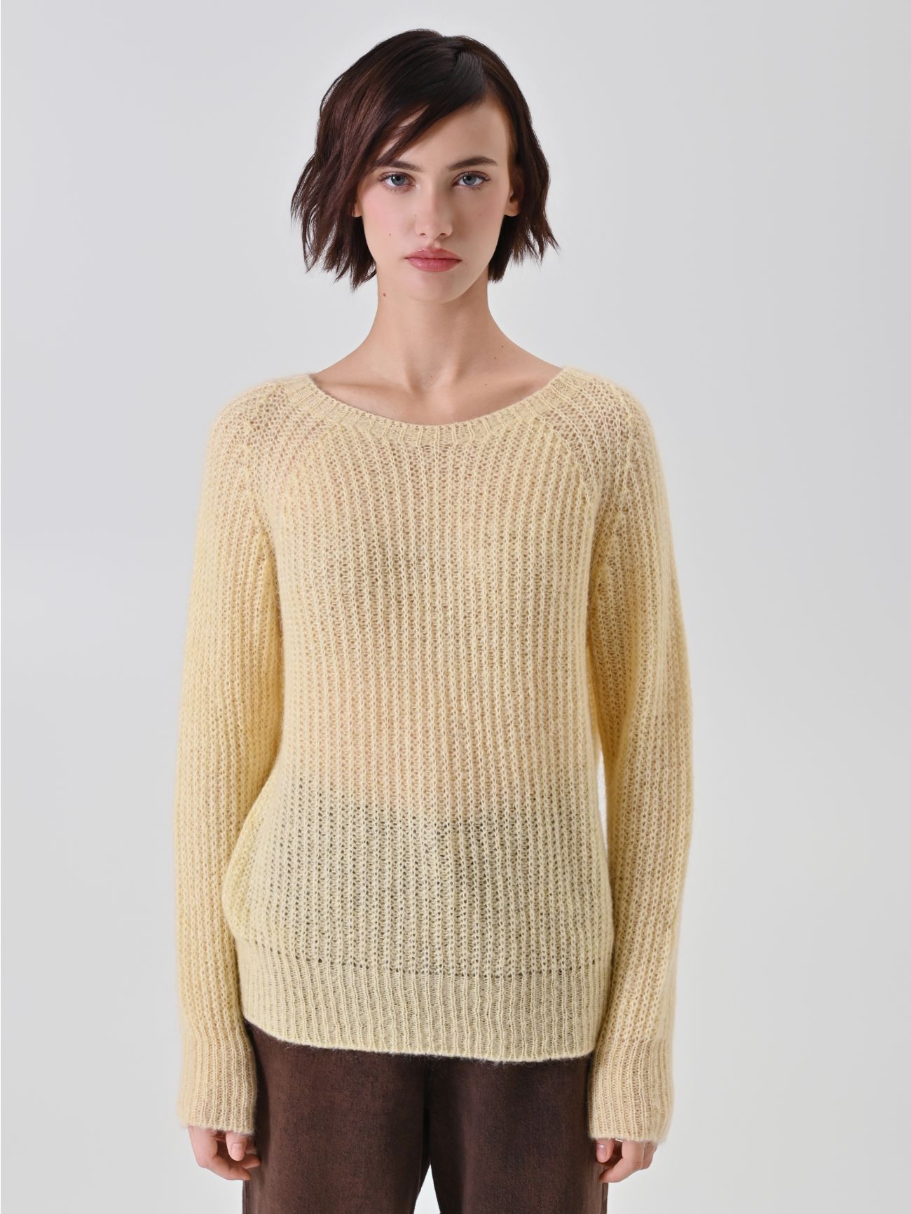 Yellow Mohair-Blend Crewneck Sweater 2 Rinascimento Yellow Mohair-Blend Crewneck Sweater det_2