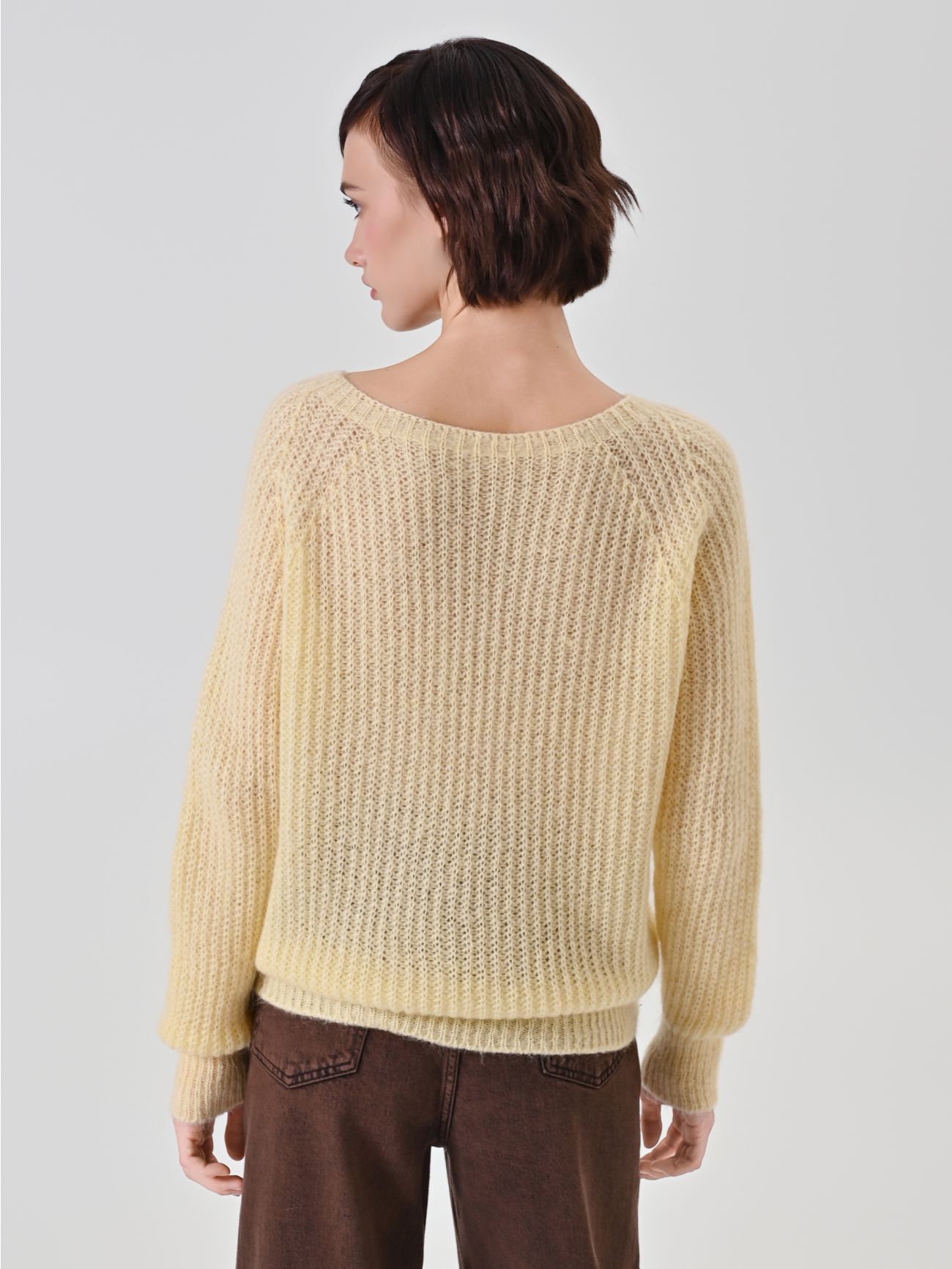 Yellow Mohair-Blend Crewneck Sweater 3 Rinascimento Yellow Mohair-Blend Crewneck Sweater det_3