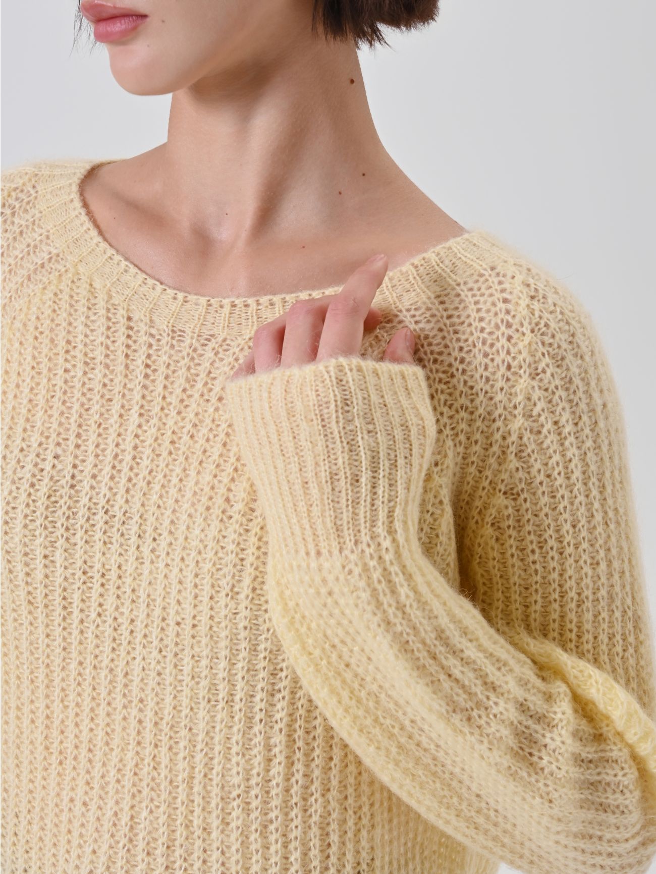 Yellow Mohair-Blend Crewneck Sweater 4 Rinascimento Yellow Mohair-Blend Crewneck Sweater in_i5
