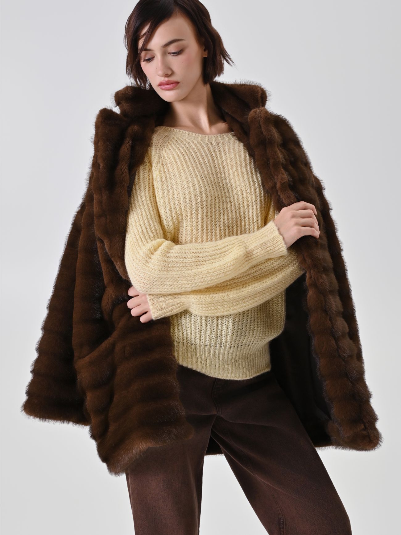 Yellow Mohair-Blend Crewneck Sweater 0 Rinascimento Yellow Mohair-Blend Crewneck Sweater sp_e1