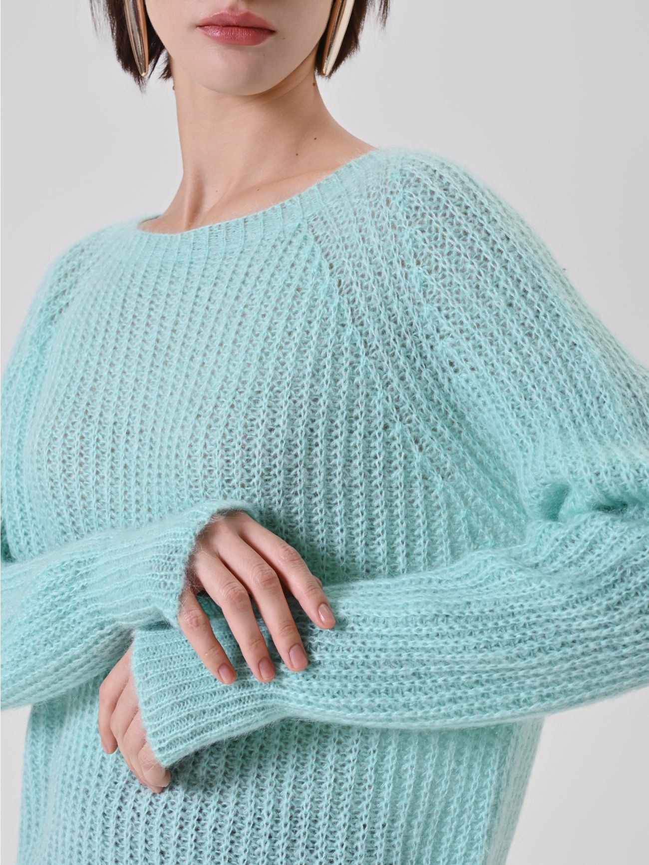 Mint Green Mohair-Blend Sweater 4 Rinascimento Mint Green Mohair-Blend Sweater in_i5