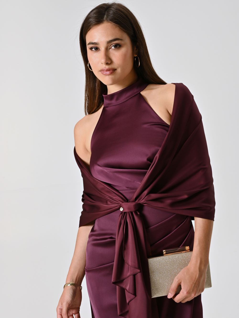 Stola aus Satin in Bordeaux