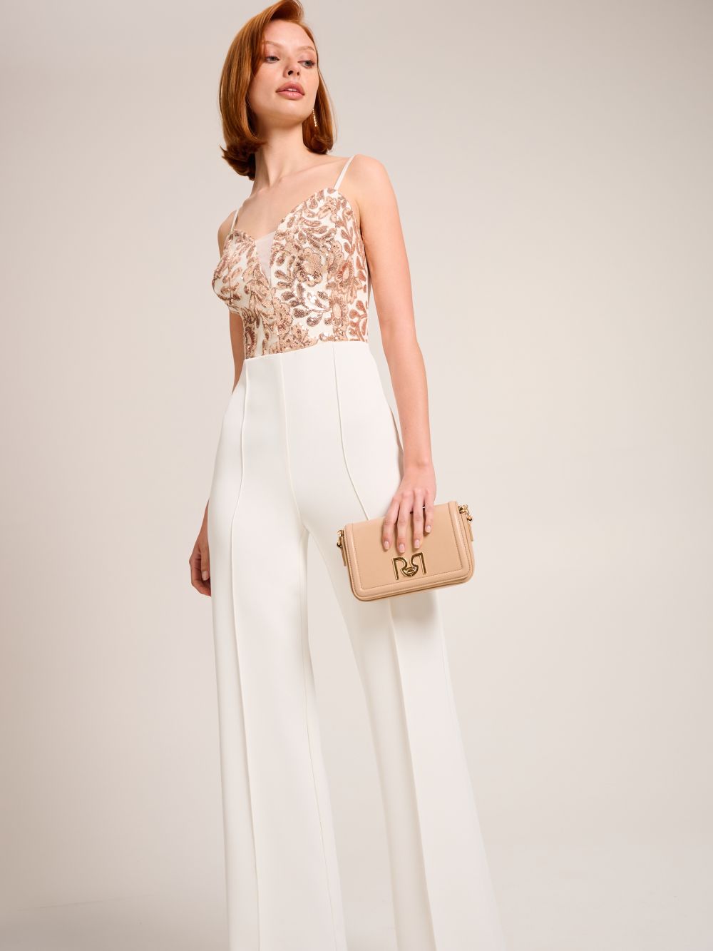White Sequins Jumpsuit