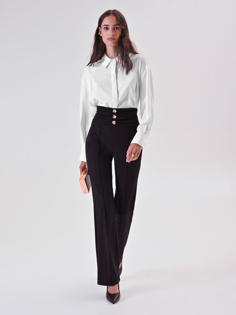 Black Trousers with Decorative Buttons