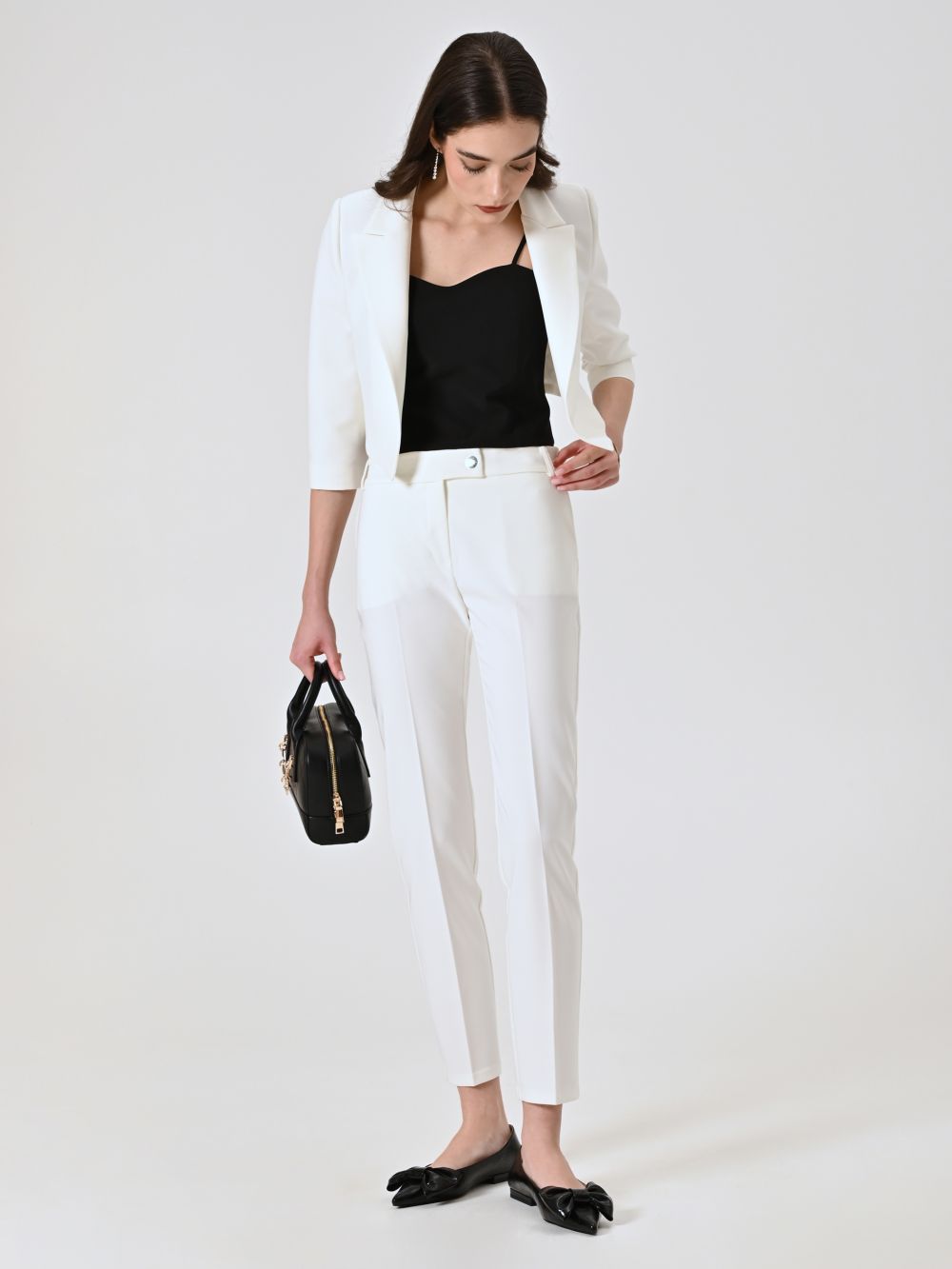 Pantaloni Slim in Tessuto Tecnico Bianco