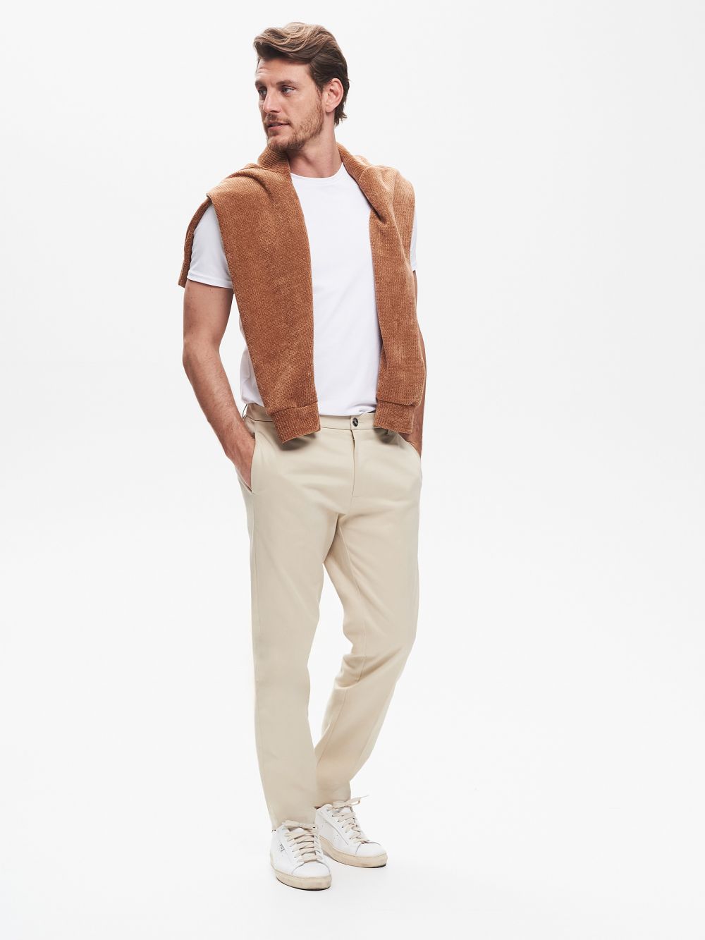 Pantaloni Regular-Fit Uomo in Gabardina QB24