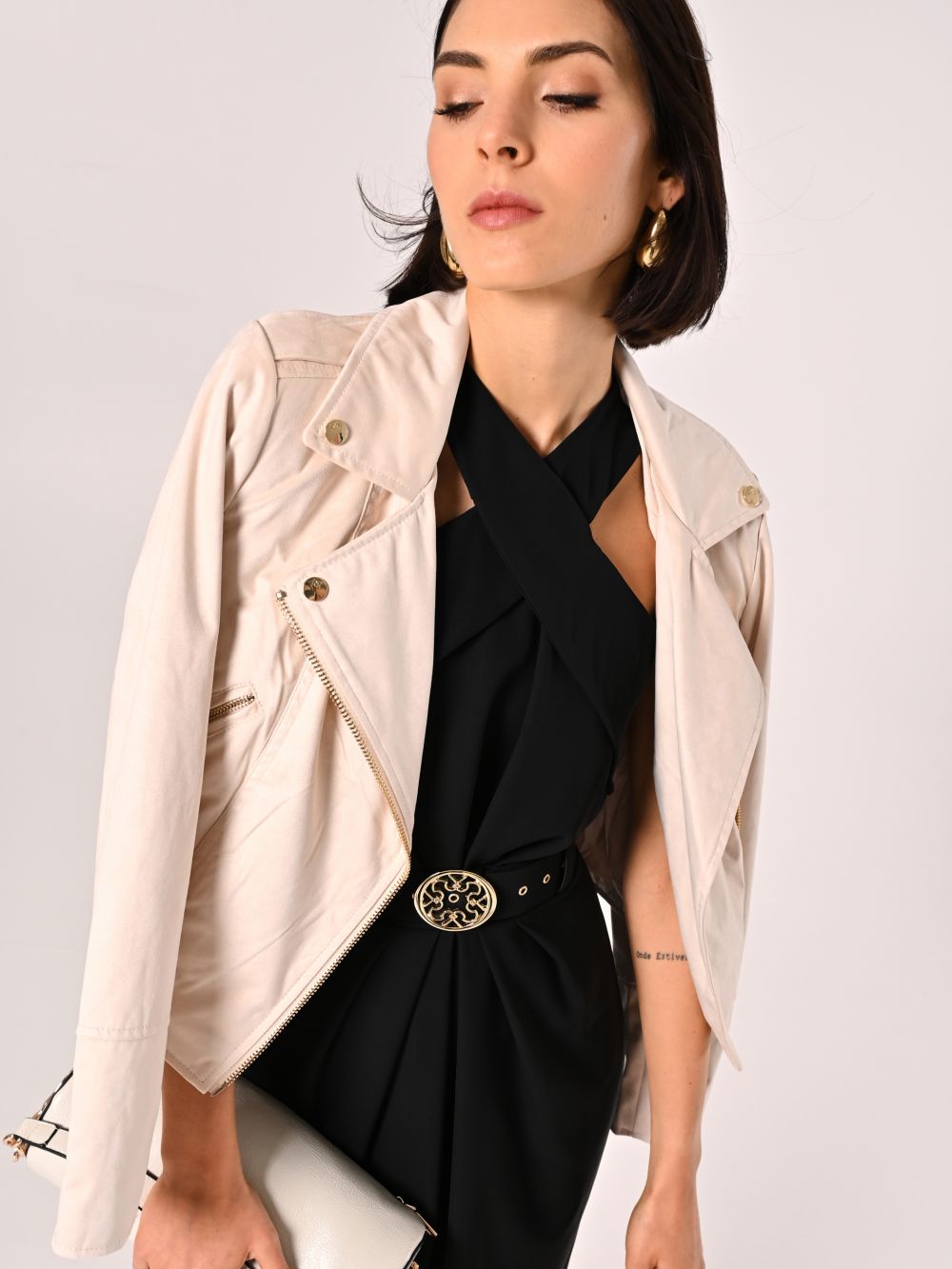 Faux Suede Biker Jacket