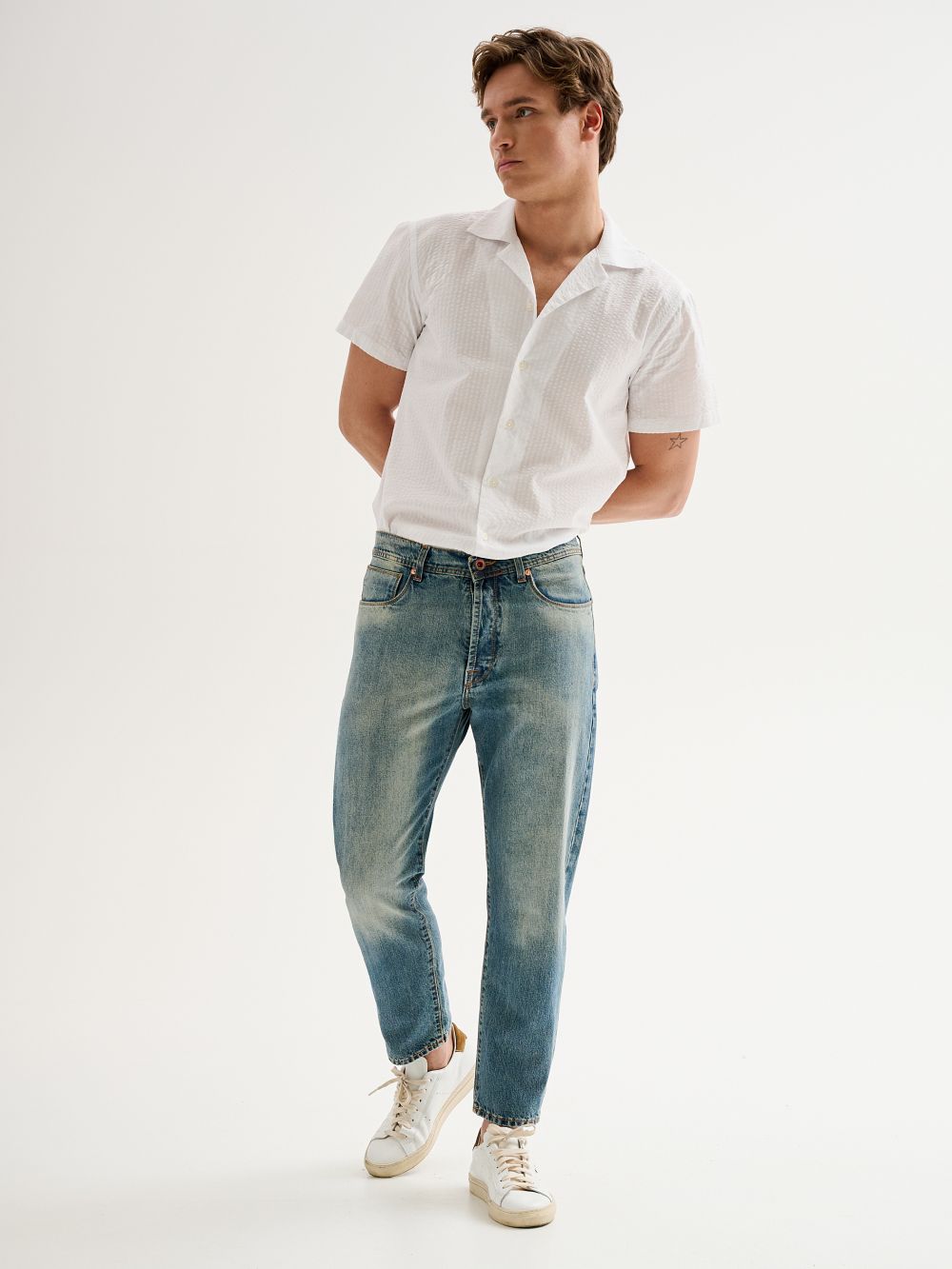 Jeans Uomo Denim Regular-Fit Cropped Used QB24