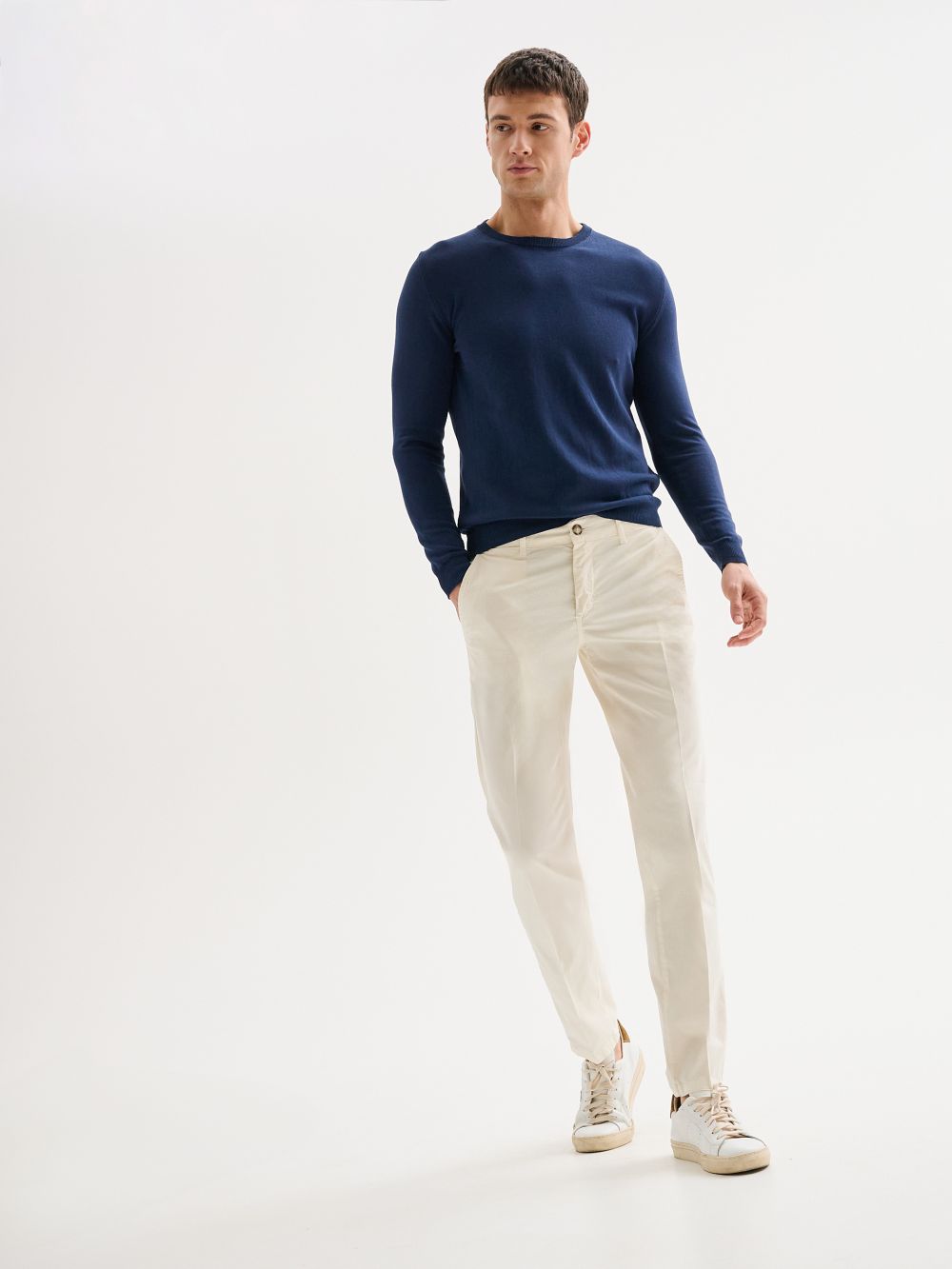 Pantaloni Chinos Uomo Slim-fit Goffrato QB24