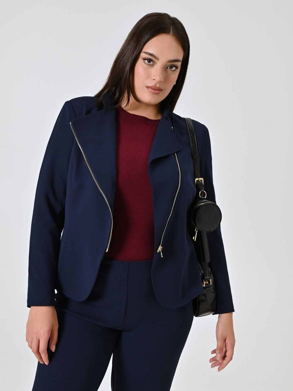 Giacca Curvy con Zip Blu