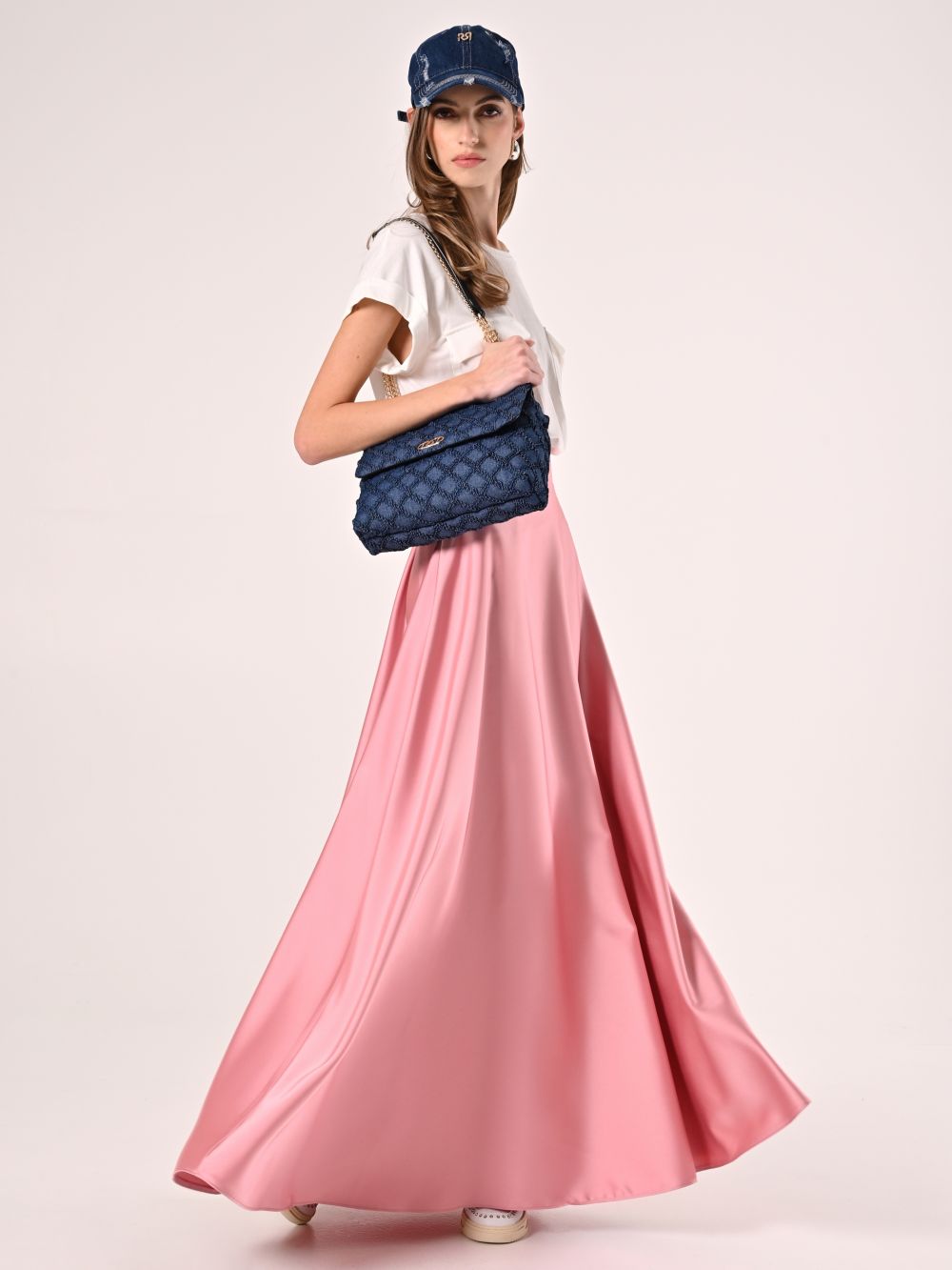 Rock aus Satin in Rosa