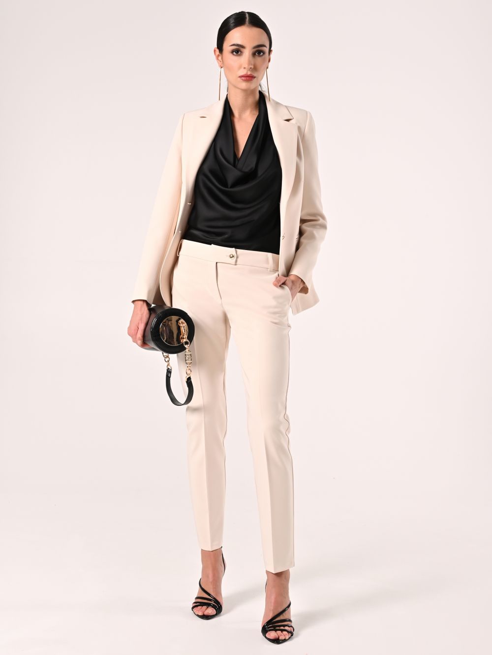 Pantaloni Beige Chiaro in Tessuto Tecnico