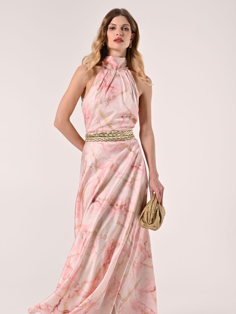Abito scollo all'Americana Marmorizzato Rosa