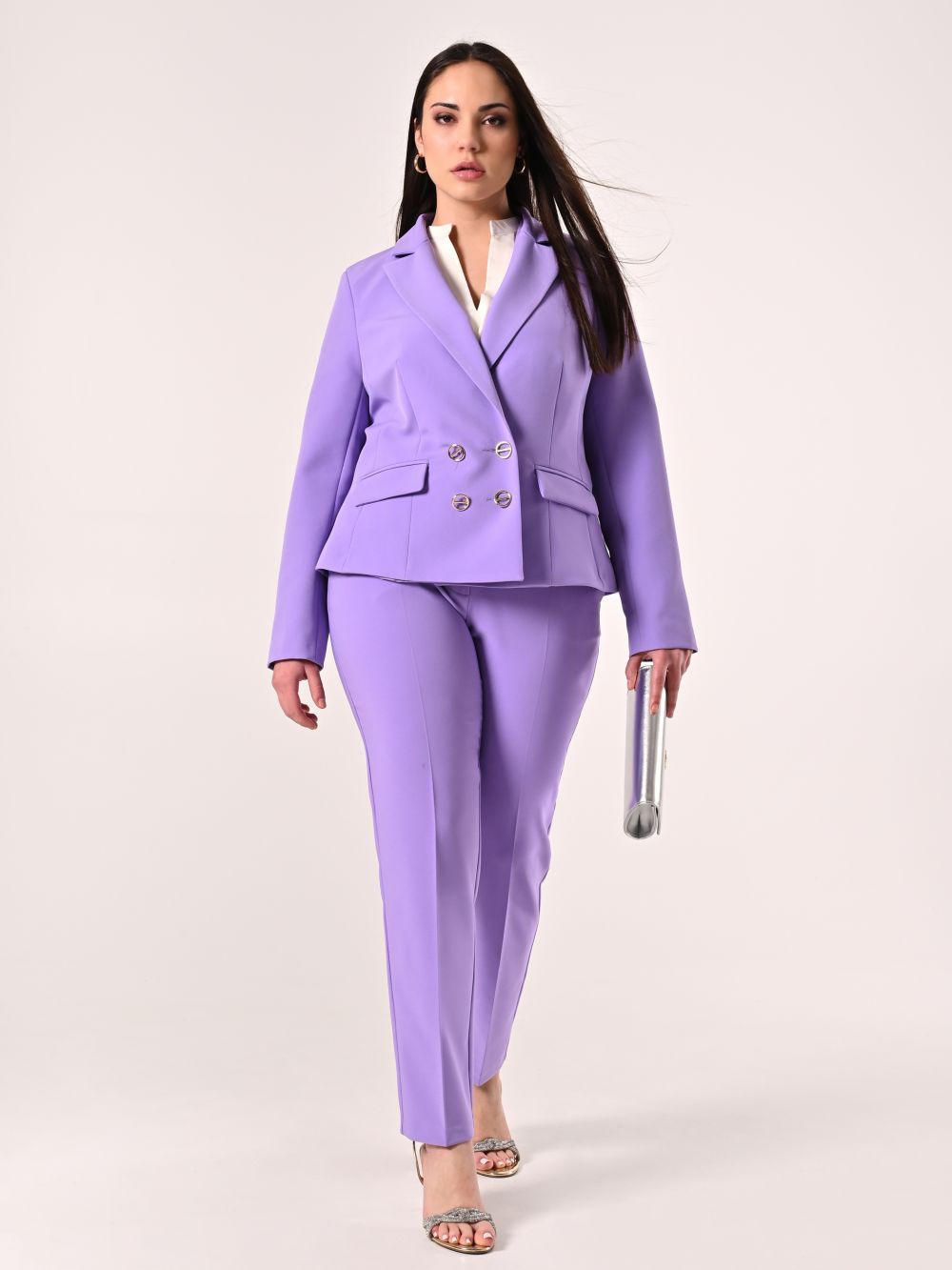 Curvy Lilac Trousers in Technical Fabric