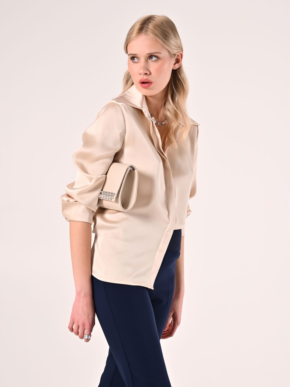 Camicia Beige in Raso