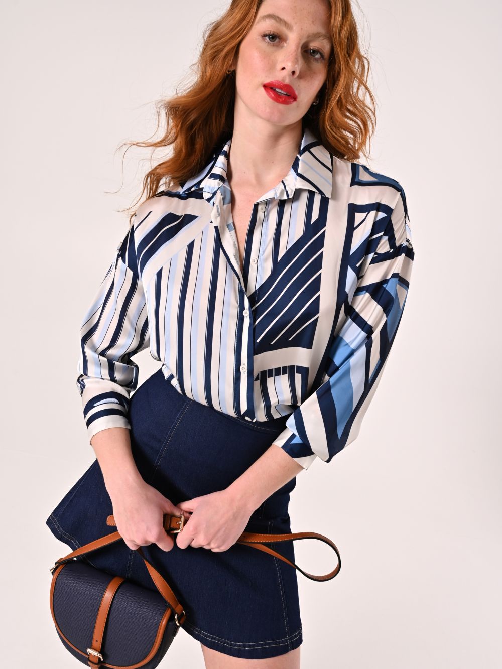 Camicia stampa Geometrica variante Blu