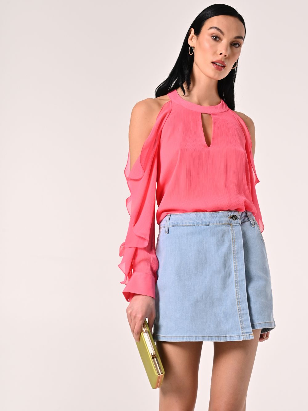 Skort in Denim Lavaggio Chiaro
