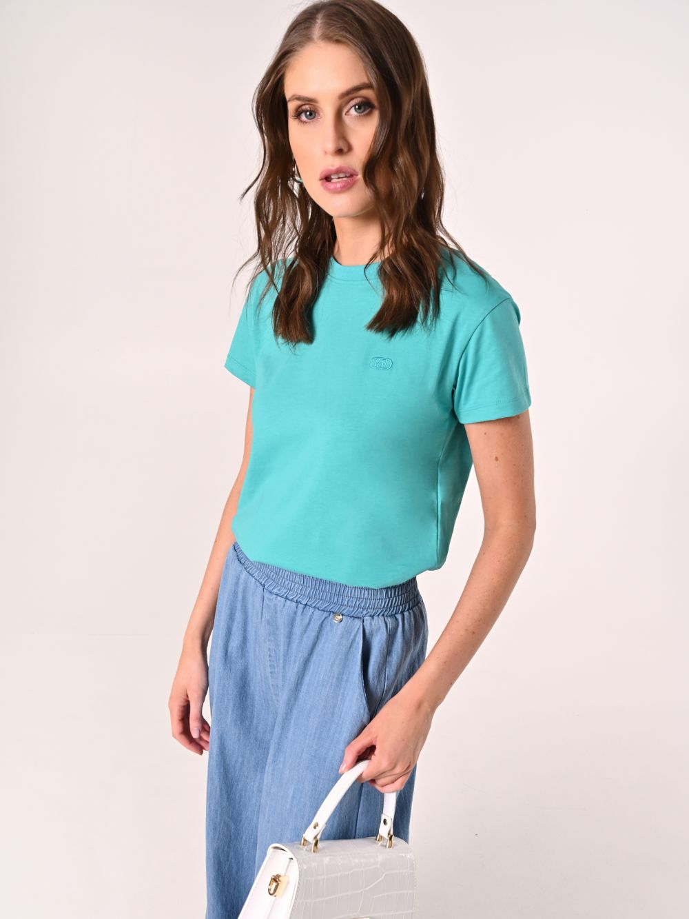 Aqua Green Cotton T-shirt