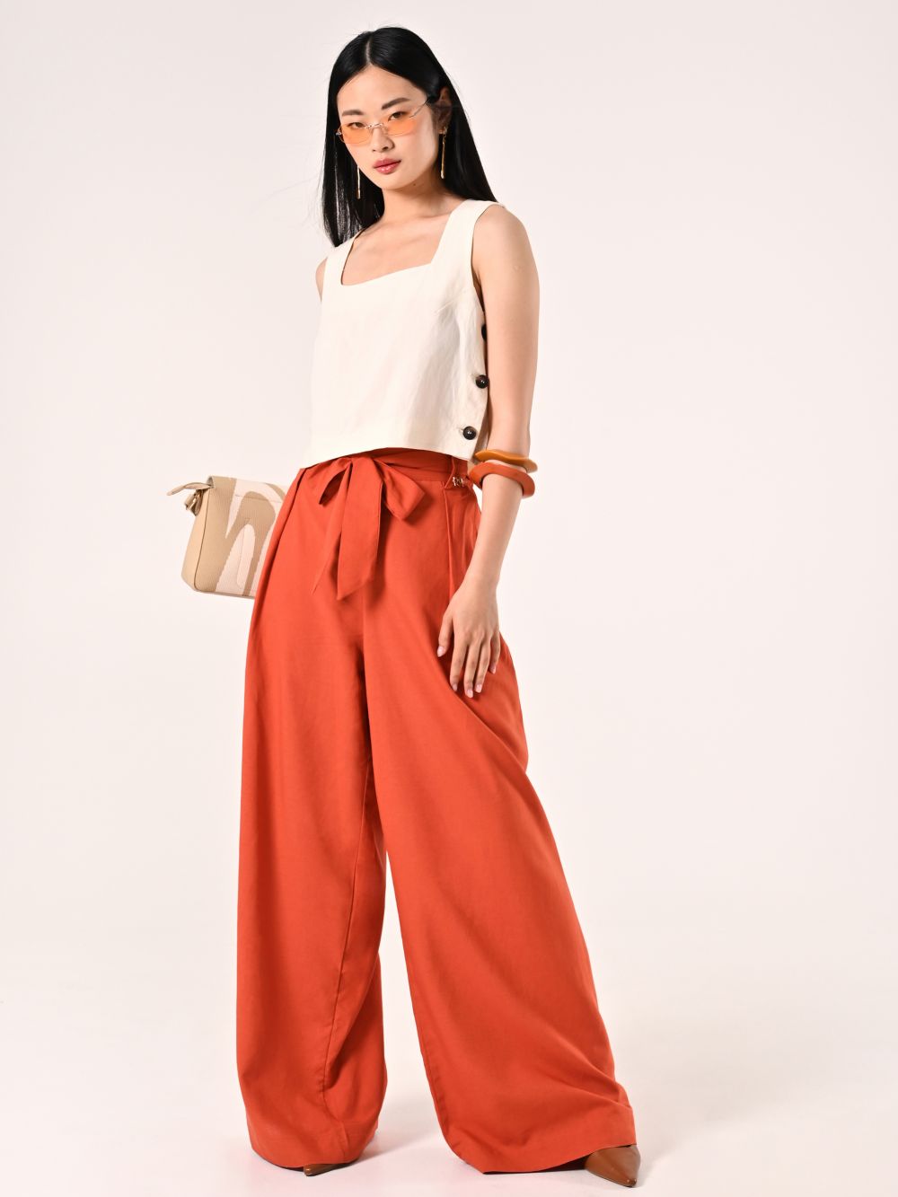 Orange Trousers in Viscose Blend