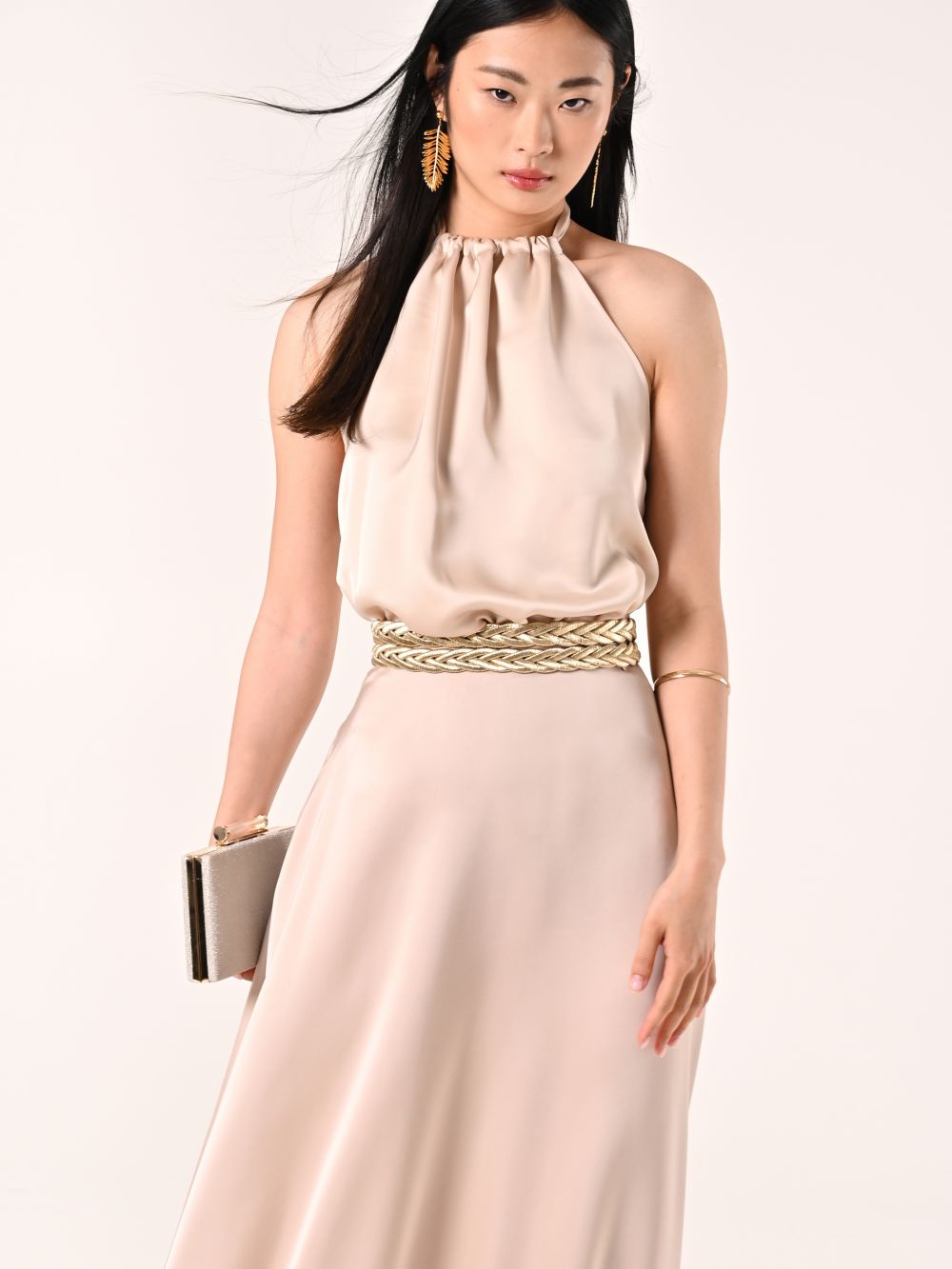 Top in Raso Beige Chiaro