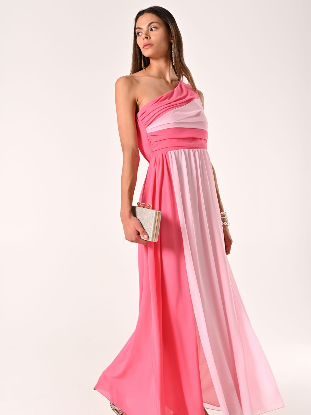 Two-tone One-shoulder Dress