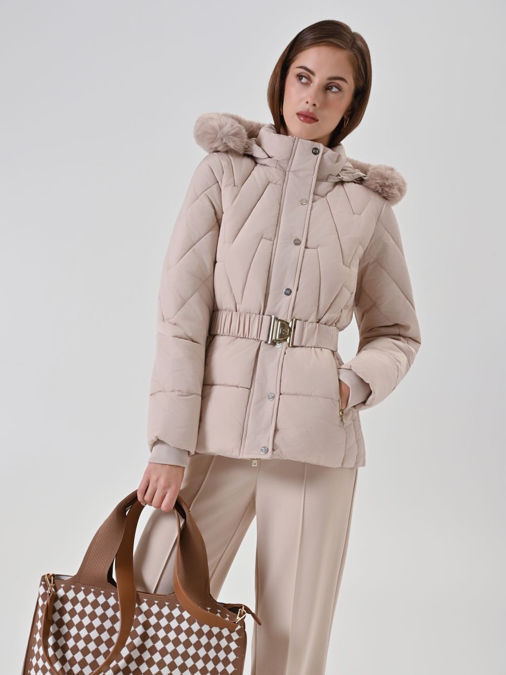 Piumino Corto Beige
