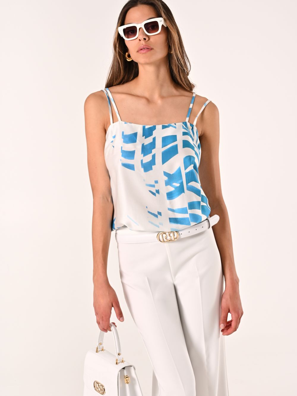 Turquoise-print Top