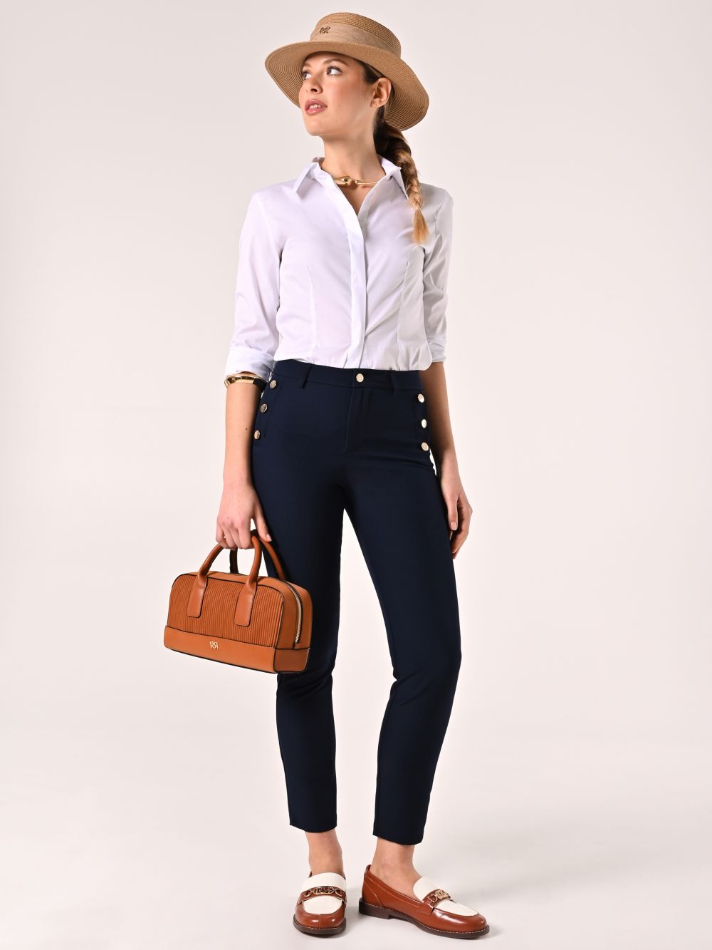 Pantaloni con Bottoni Mariniére Blu